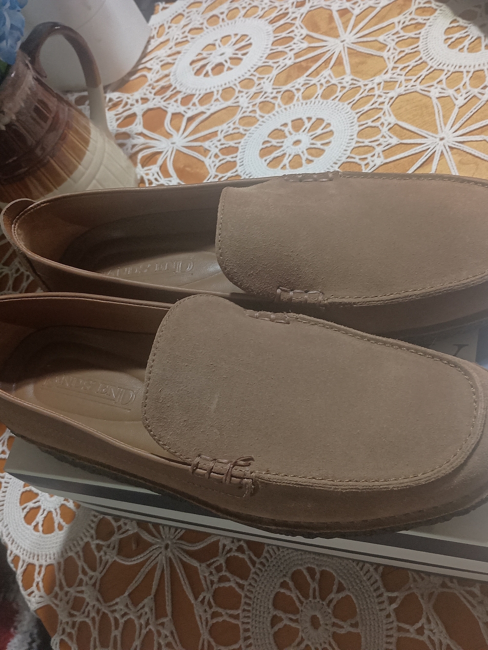 Lands' End Women's Brown Suede Slip-On Loafers Size 10